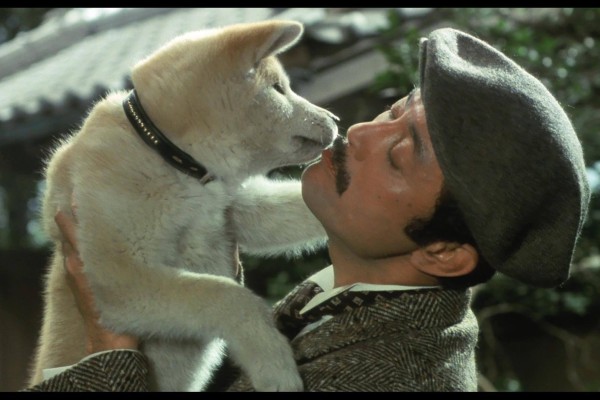 Japanese actor Tatsuya Nakadai in a still from Hachiko (1987), one of the best dog movies ever made.