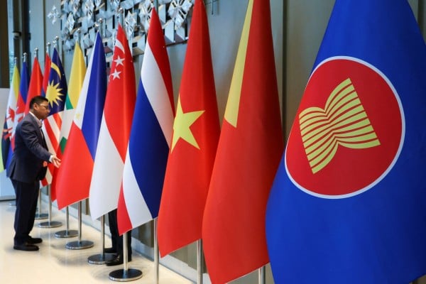 The ASEAN flag flies alongside the flags of member countries ahead of the ASEAN Foreign Ministers’ Retreat in Langkawi, Malaysia in January 2025. Photo: Reuters The ASEAN flag flies alongside the flags of member countries ahead of the ASEAN Foreign Ministers’ Retreat in Langkawi, Malaysia in January 2025. Photo: Reuters