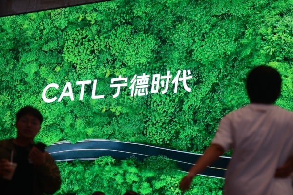 An advertisement for CATL is displayed on Nanjing Road in Shanghai on July 14, following the launch of its new ultra-fast EV battery. Photo: Getty Images An advertisement for CATL is displayed on Nanjing Road in Shanghai on July 14, following the launch of its new ultra-fast EV battery. Photo: Getty Images