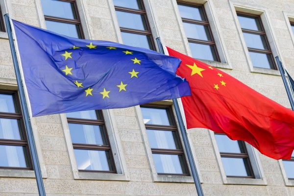The Europe Union and Chinese flags. Photo: Getty Images