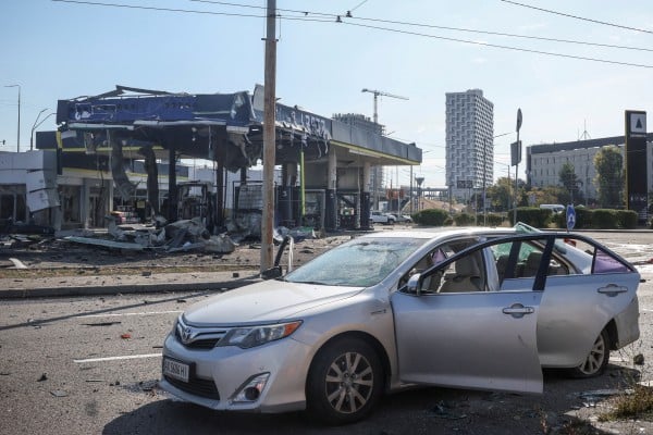 A Kyiv petrol station hit by a Russian drone strike. Photo: Reuters A Kyiv petrol station hit by a Russian drone strike. Photo: Reuters