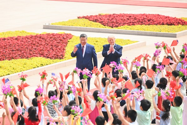 Chinese President Xi Jinping and US President Donald Trump take part in a welcome ceremony for Trump outside the Great Hall of the People in Beijing during his state visit to China on May 14, 2026. Photo: Xinhua