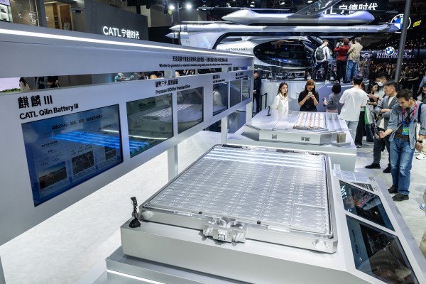 People view CATL battery modules during the 2026 Beijing International Automotive Exhibition, in Beijing on April 24, 2026. Photo: VCG via Getty Images