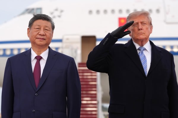 US President Donald Trump and Chinese President Xi Jinping participate in an arrival ceremony at Joint Base Andrews, Maryland. Photo: AP US President Donald Trump and Chinese President Xi Jinping participate in an arrival ceremony at Joint Base Andrews, Maryland. Photo: AP