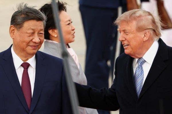 US President Donald Trump (right) greets Chinese President Xi Jinping as he arrives at Joint Base Andrews on Wednesday. Photo: Reuters US President Donald Trump (right) greets Chinese President Xi Jinping as he arrives at Joint Base Andrews on Wednesday. Photo: Reuters