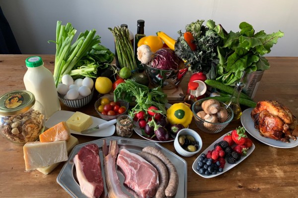 Some of the foods, including pork chops, roast chicken, blueberries and strawberries, mushrooms, asparagus and various cheeses found in the home of David Harper and his wife, Dale Drewery, co-authors of the how-to keto guide called BioDiet. Photo: David Harper/BioDiet
