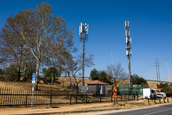 Cellphone towers of the cellular network Rain, manufactured by Huawei Technologies, in Johannesburg, on August 6, 2020. Photo: Bloomberg