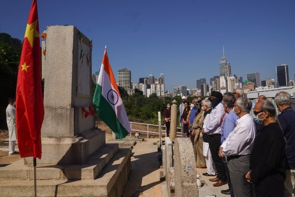 Volunteers who worked to restore a cemetery for Indian and Nepalese soldiers were joined by dignitaries for a memorial service on Remembrance Sunday. Photo: Sam Tsang