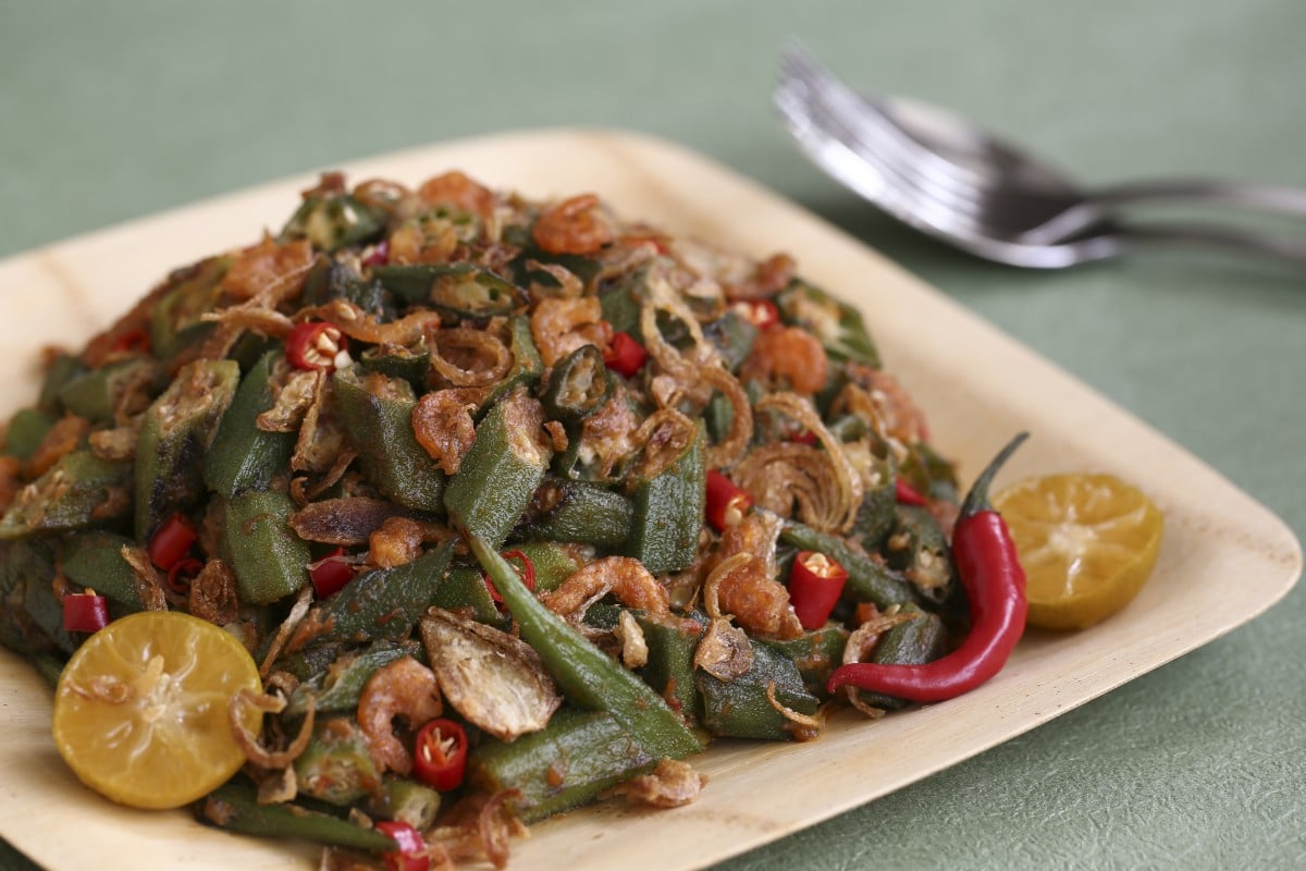 Okra with chilli and shrimp paste (sambal belacan) recipe SCMP Cooking