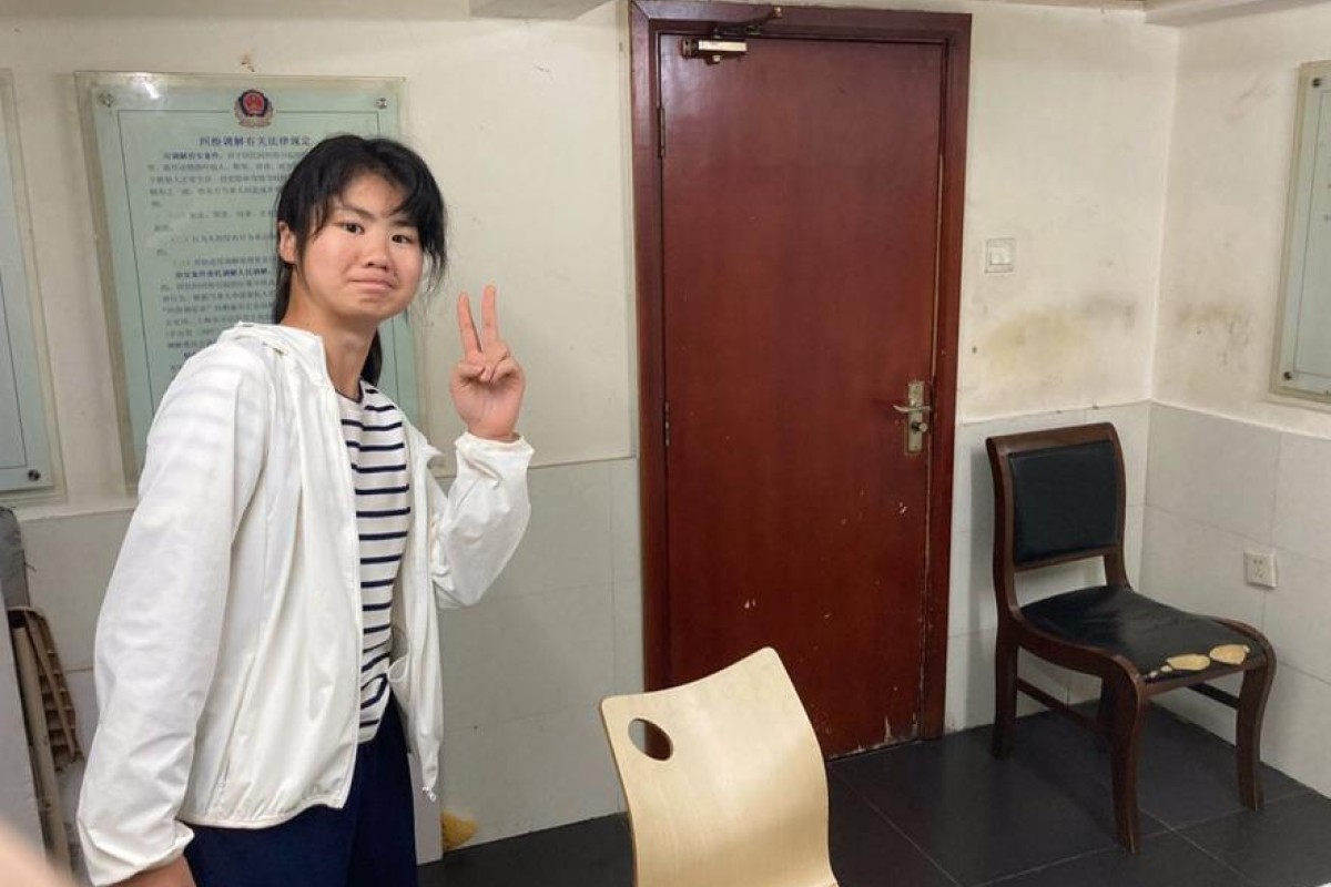 Climate activist Ou Hongyi was detained on Friday after organising a silent protest in downtown Shanghai. Photo: Twitter