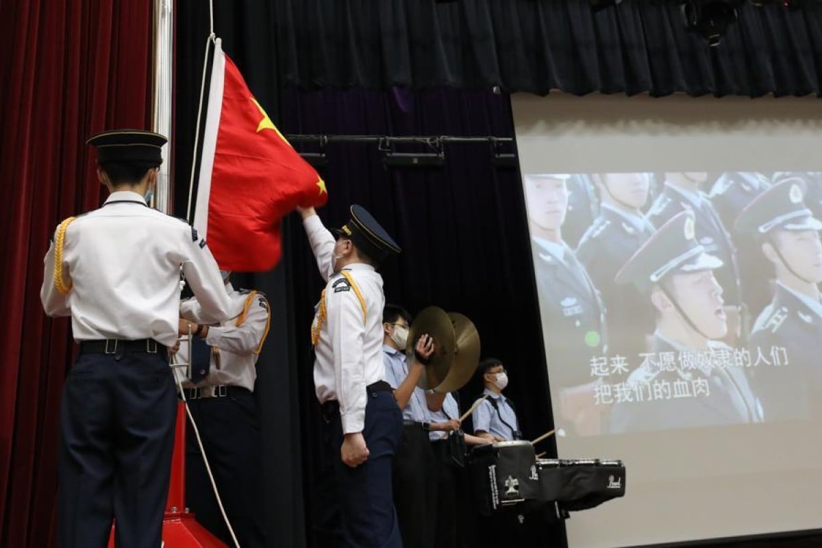 Hong Kong authorities have suggested that schools hold flag raising ceremonies at least five times a school year, in order to instil a sense of national identity in students. Photo: SCMP