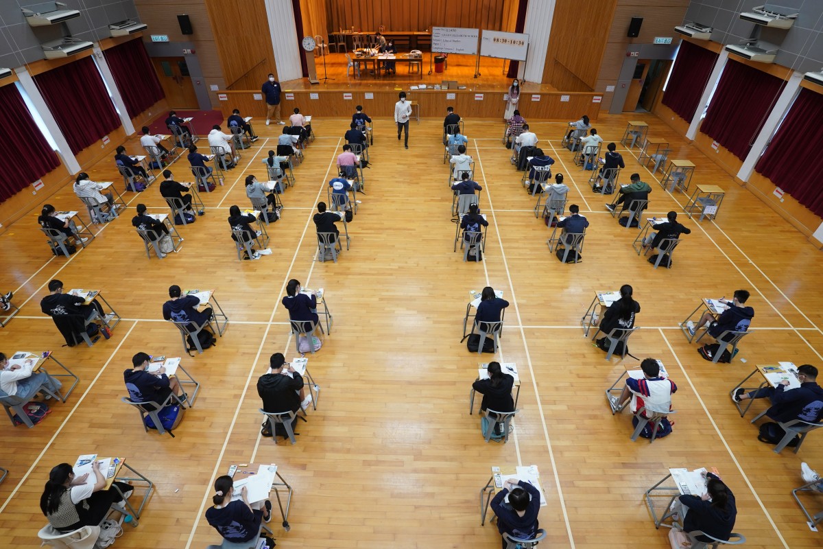 Students sit for the liberal studies exam at Queen Elizabeth School. Photo: SCMP