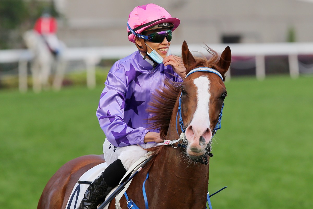 Vincent Ho celebrates one of his 40 winners so far this season. Photos: Kenneth Chan