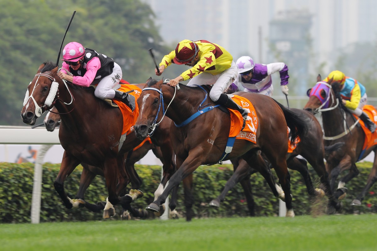 Southern Legend (outside) beats Beauty Generation to win the 2020 Champions Mile. Photos: Kenneth Chan