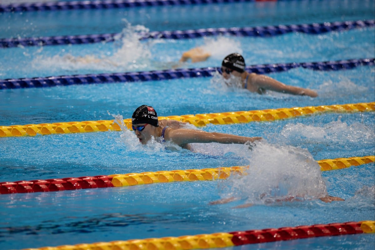 Hong Kong’s Chan Yui-lam finishes first in the women’s 100m butterfly (S14) heat 1 at the Tokyo 2020 Paralympic Games. Photo: Hong Kong Paralympic Committee