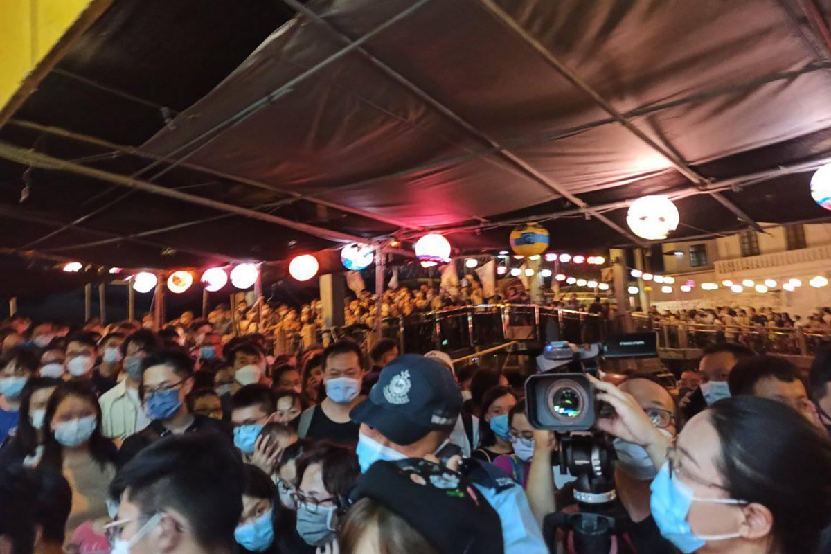The lantern festival in Tai O was flooded with tourists, who were crowding out residents. Photo: Facebook