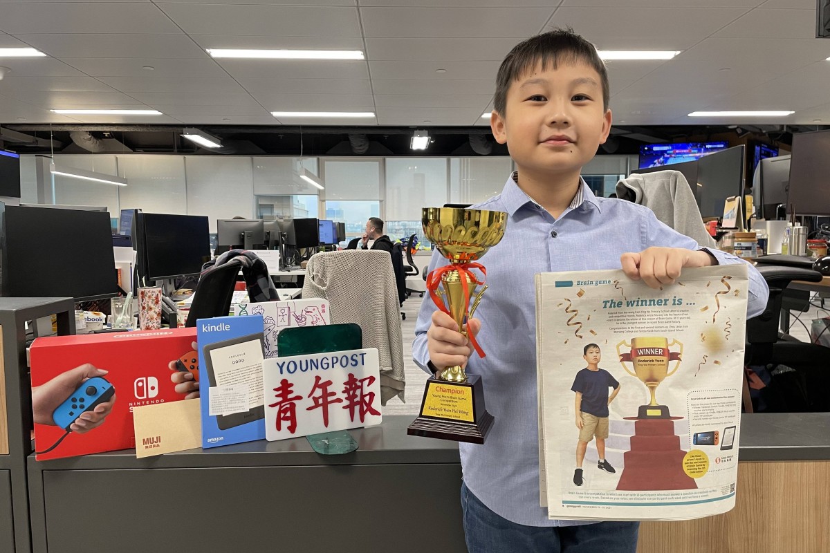 Roderick Yuen, this round’s Brain Game winner, walked away with a Nintendo Switch, a Kindle, and a few other prizes. Congrats, Roderick! Photo: SCMP/ Yanni Chow