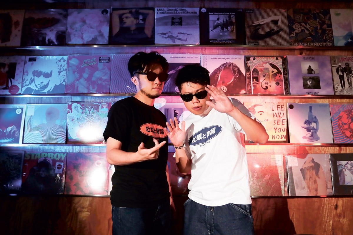Hui Yin (left) and So Chi-ho, known as MC Soho and Kidney, are famous for writing witty lyrics that play on Cantonese slang. Photo: Jonathan Wong