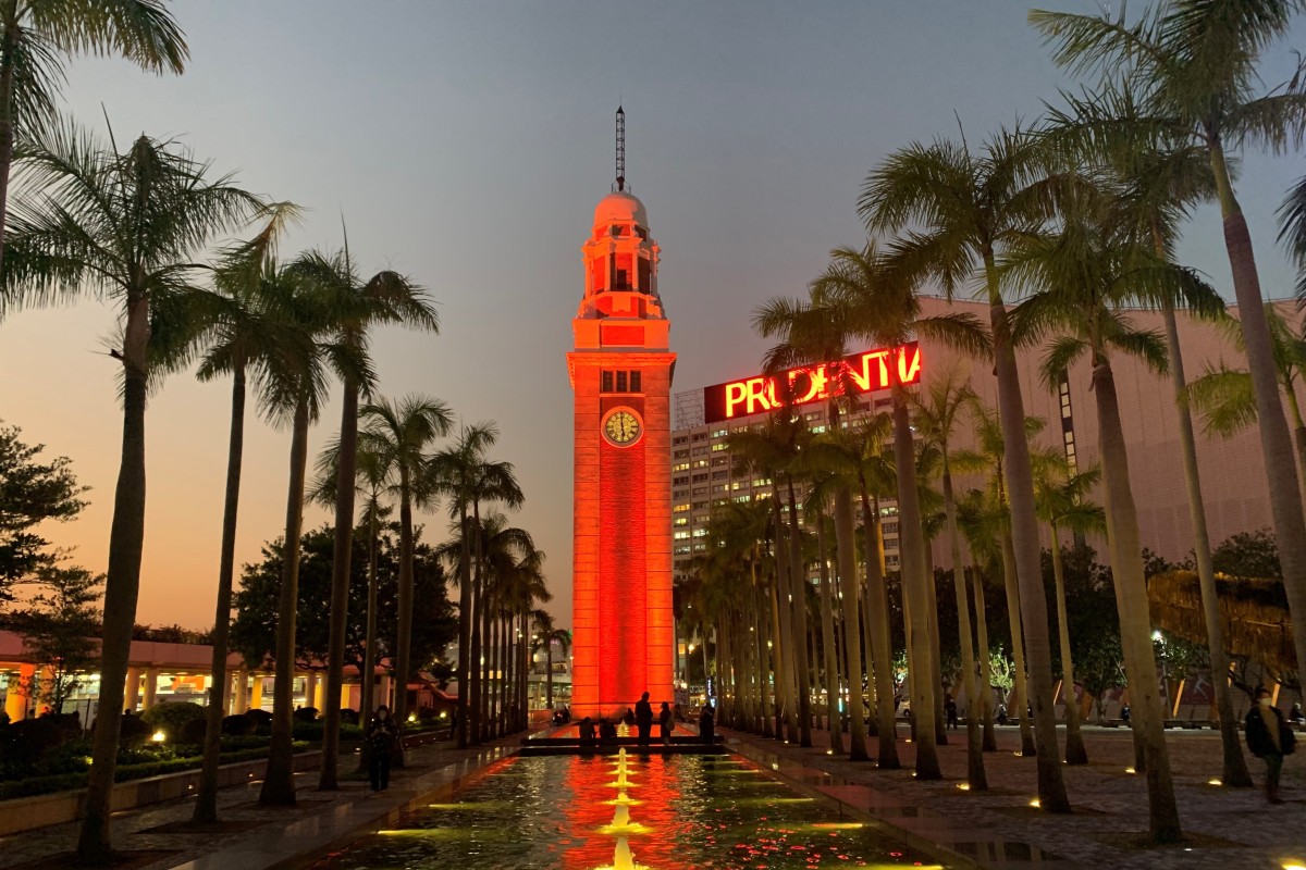 The Clock Tower in Tsim Sha Tsui lit up in a sea of orange to mark the International Day for the Elimination of Violence against Women on 25 November, 2021. Photo: European Union Office to Hong Kong and Macao