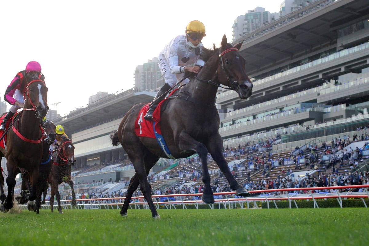 Vincent Ho pilots Golden Sixty to victory in the Jockey Club Mile last month. Photo: Kenneth Chan