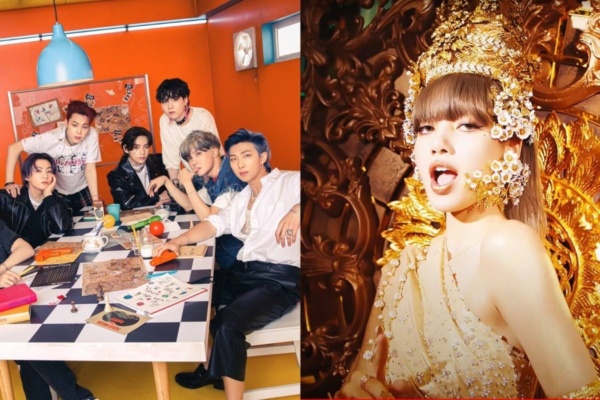 Though BTS and Lisa from Blackpink broke YouTube records this year, they weren’t the only artists making waves in the K-pop music scene this year. Photo: Hybe; YouTube