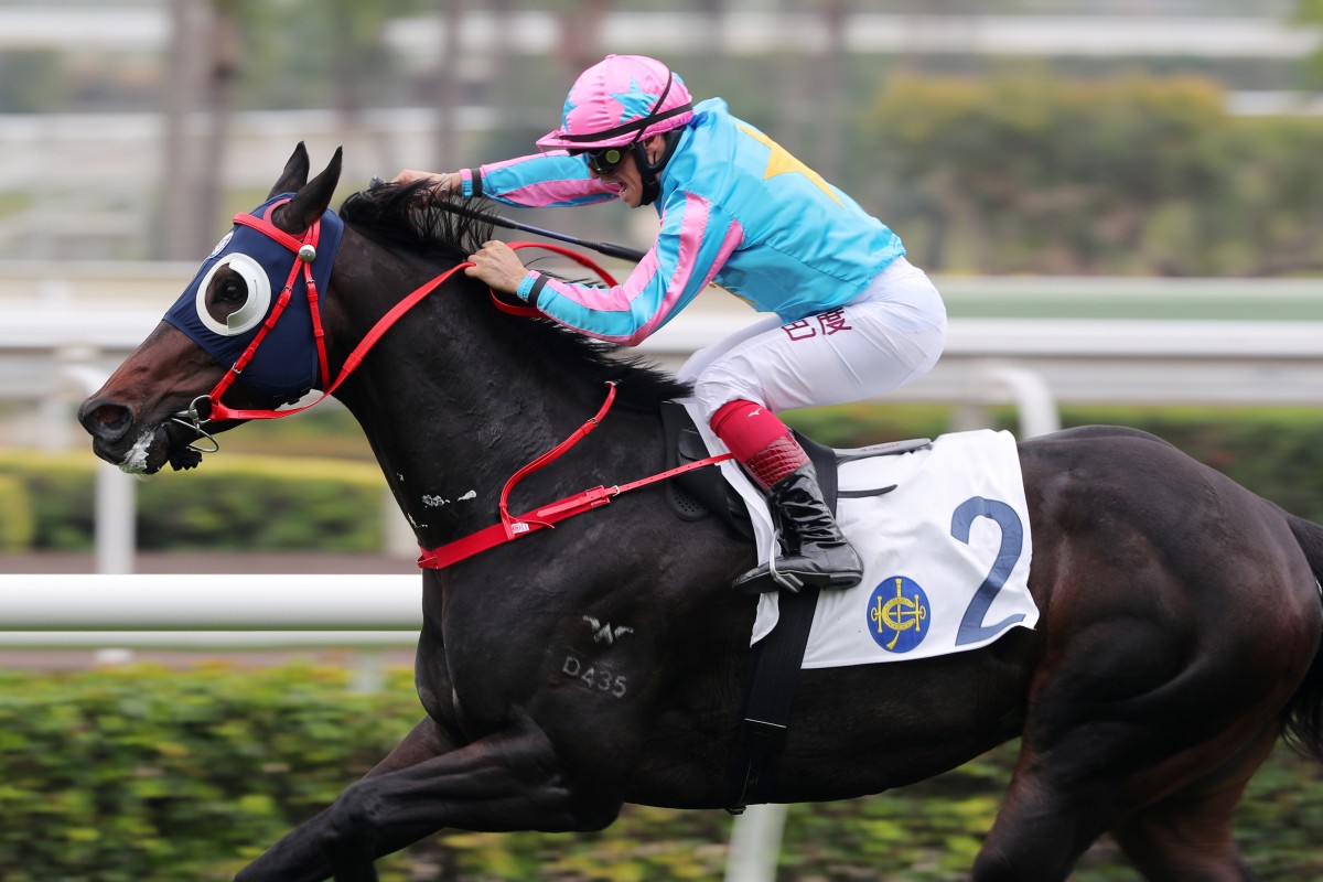 Alexis Badel urges Healthy Happy to victory in the Group Three Chinese Club Challenge Cup at Sha Tin on Saturday. Photos: Kenneth Chan