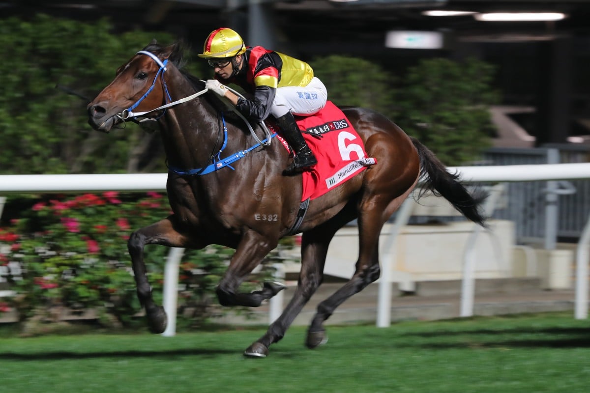 Joao Moreira pilots Zebrowski to victory in the January Cup at Happy Valley. Photos: Kenneth Chan
