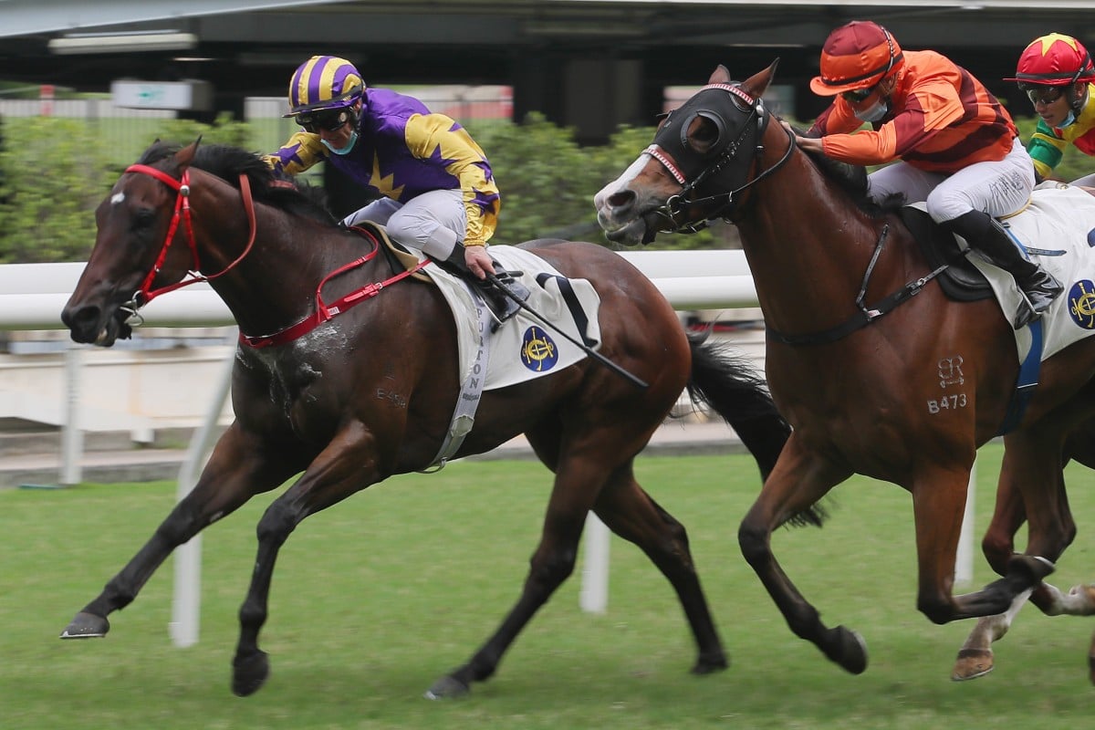 Zac Purton guides Lightning Storm to victory at Happy Valley in October. Photos: Kenneth Chan