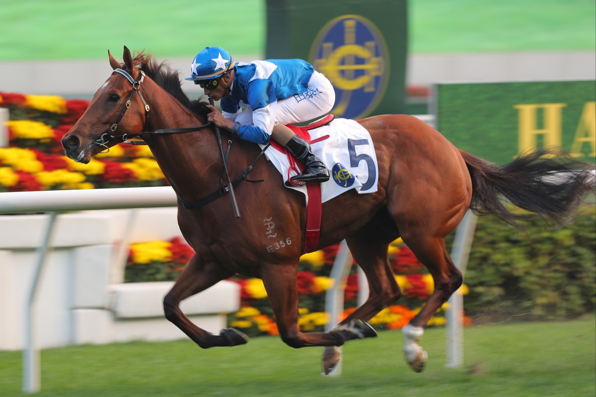 Lucky With You wins at Sha Tin on New Year’s Day. Photos: Kenneth Chan