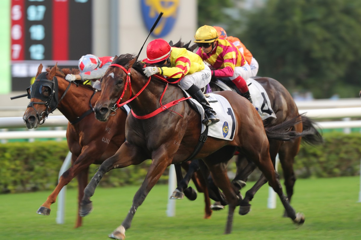Joao Moreira salutes aboard Master Delight in November. Photo: Kenneth Chan