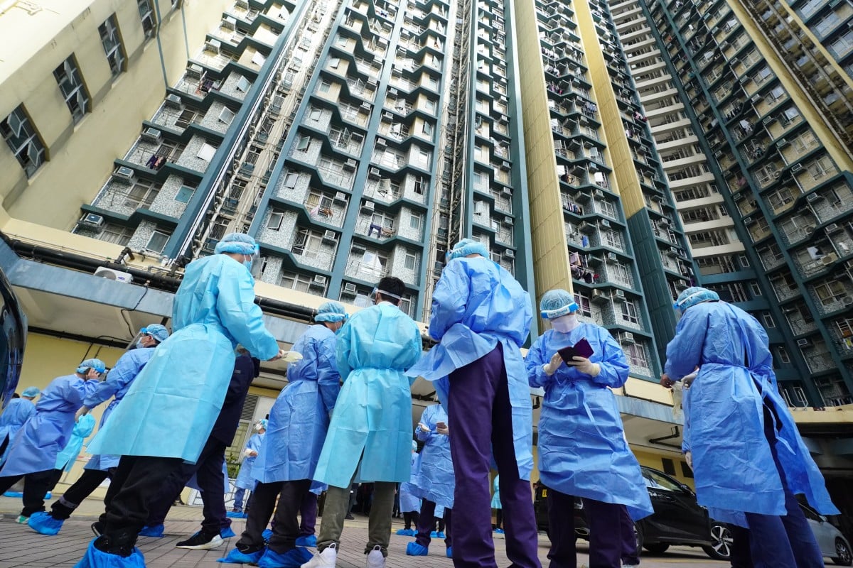A view of Kwai Chung Estate, where residents are under lockdown. Photo: Felix Wong