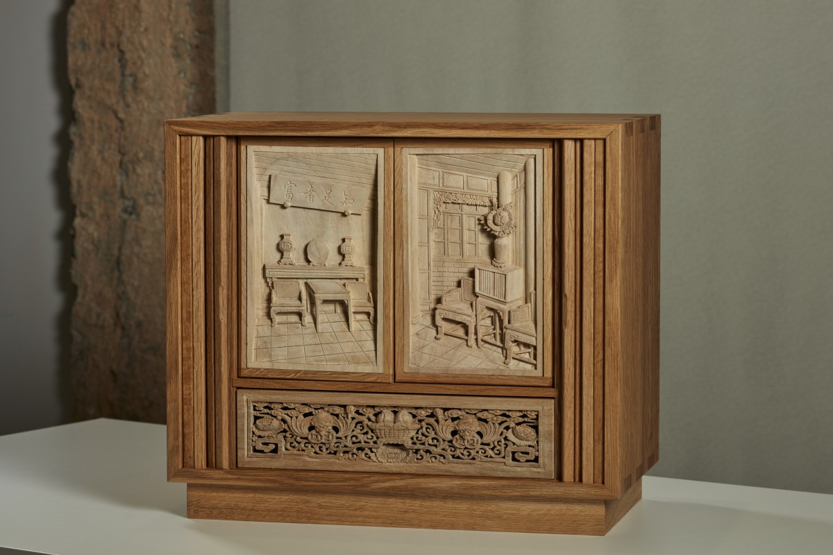 ‘Chamber of Time’ by Siu Ping Keung in collaboration with Ken Chow, using white oak wood and camphor wood (2021). Photo: Siu Ping Keung / Crafts on Peel