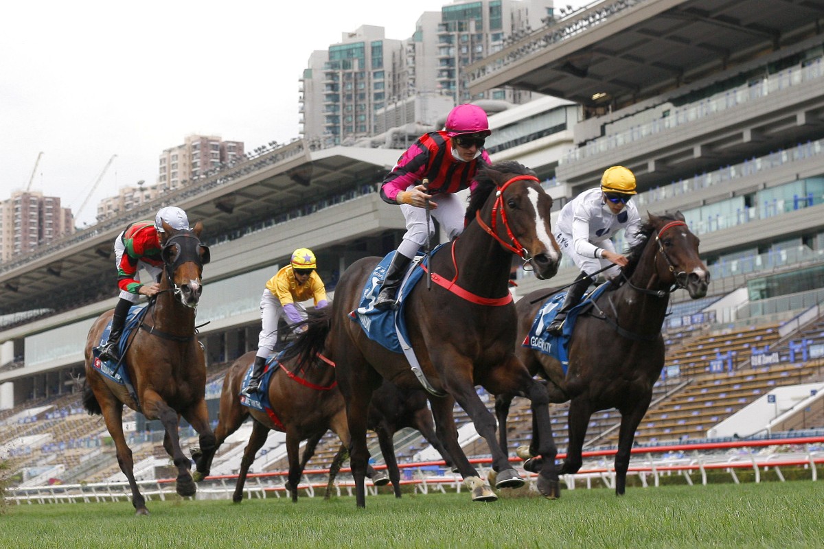 Golden Sixty (right) is defeated by Waikuku in the Stewards’ Cup. Photo: HKJC