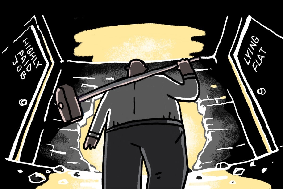 Some experts say young Hongkongers are not “lying flat” but are just trying to find a better future for themselves. Illustration: Perry Tse