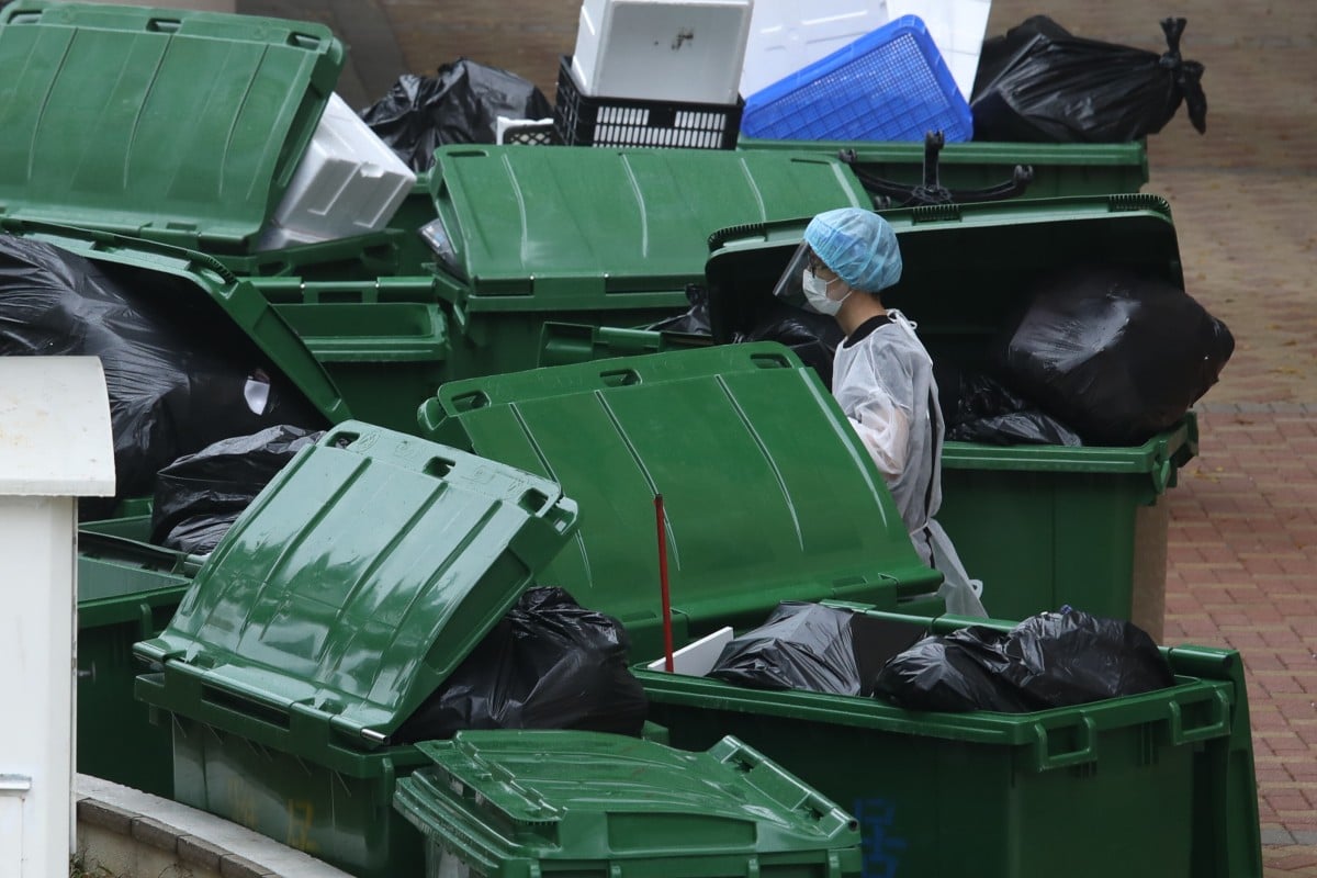 Rubbish piles up at Kwai Chung Estate during the government-imposed lockdowns that started at the end of January. Photo: Yik Yeung-man