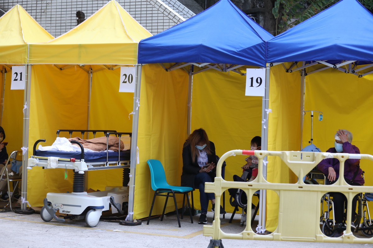 Patients wait for admission outside the Accident and Emergency Room of Caritas Hospital in Sham Shui Po. Photo: Yik Yeung-man
