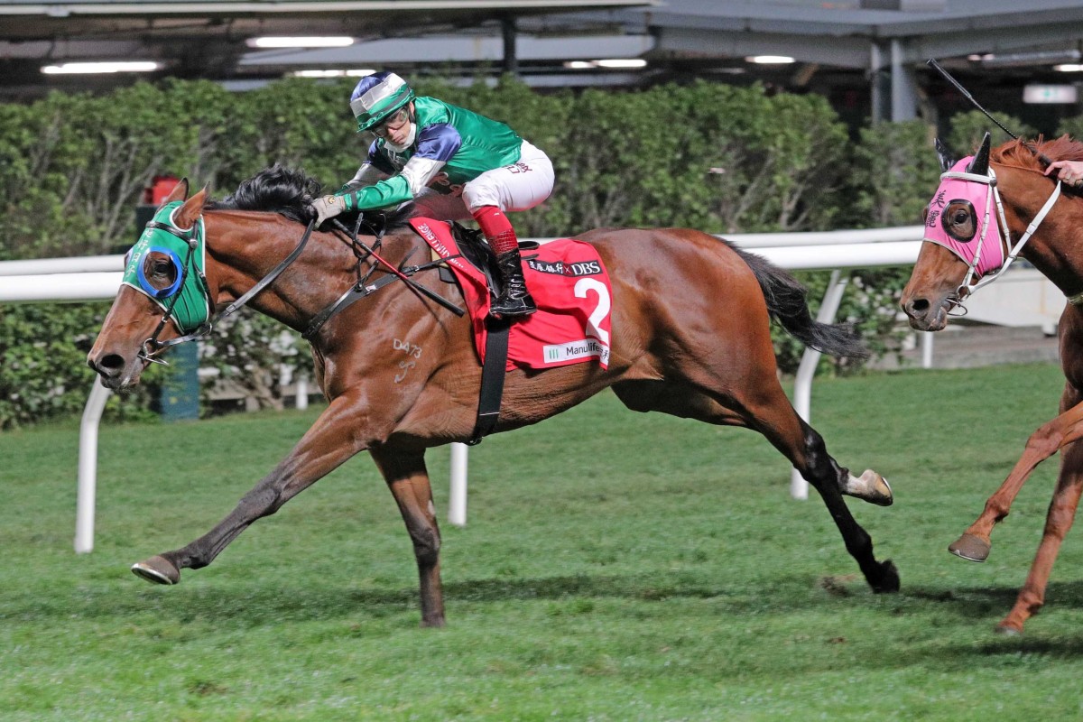 Cheerful Days grabs a share of the Million Challenge by winning at Happy Valley under Alexis Badel. Photo: HKJC