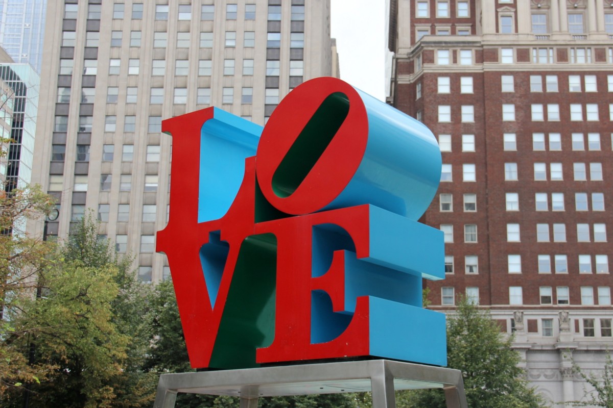 One of Robert Indiana’s famous LOVE sculptures sits at Love Park in the US city of Philadelphia. Photo: Shutterstock