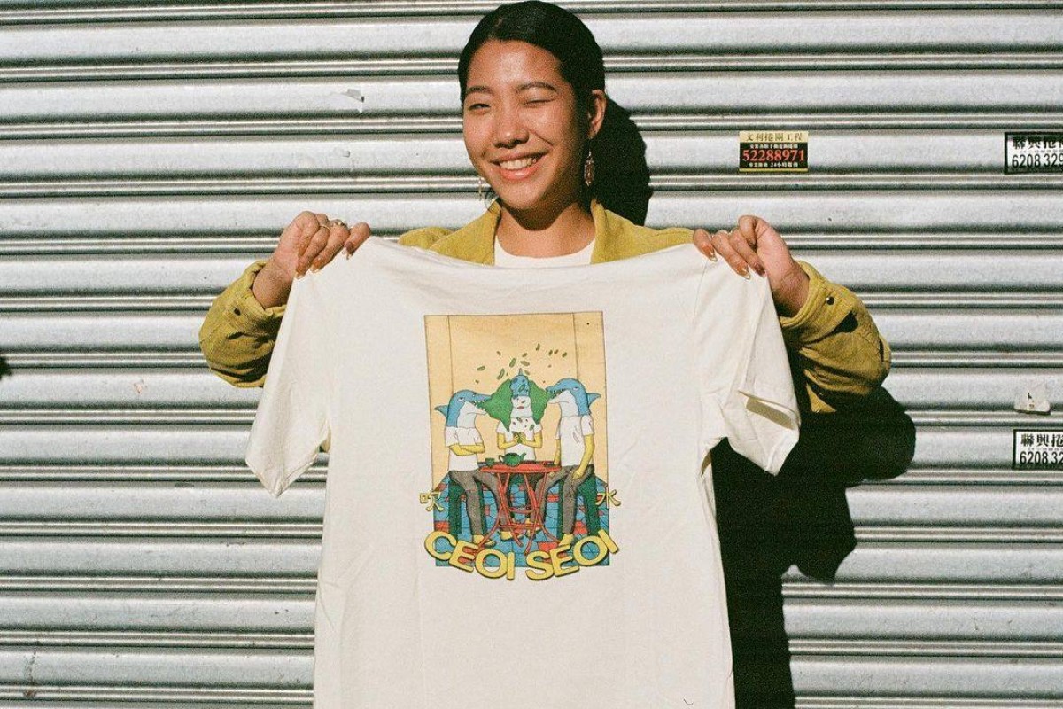 Nicolee Tsin says her favourite design is this “ceoi-seoi” T-shirt, which reminds her of memories with friends and family in Hong Kong. Photo: Nicolee Tsin