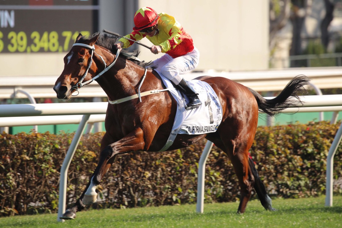 California Spangle finishes clear of the field when winning the Classic Cup. Photo: HKJC