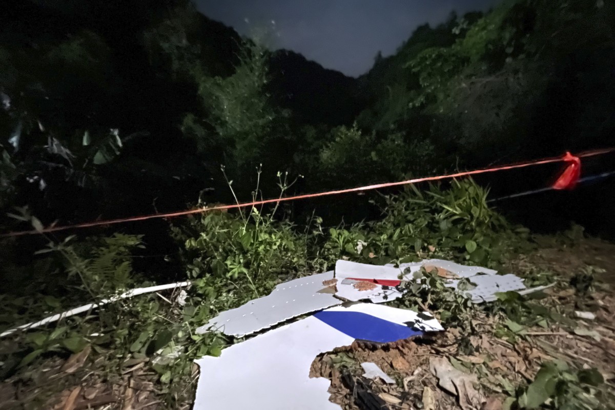 Debris seen near the site of the crash. Photo: AP
