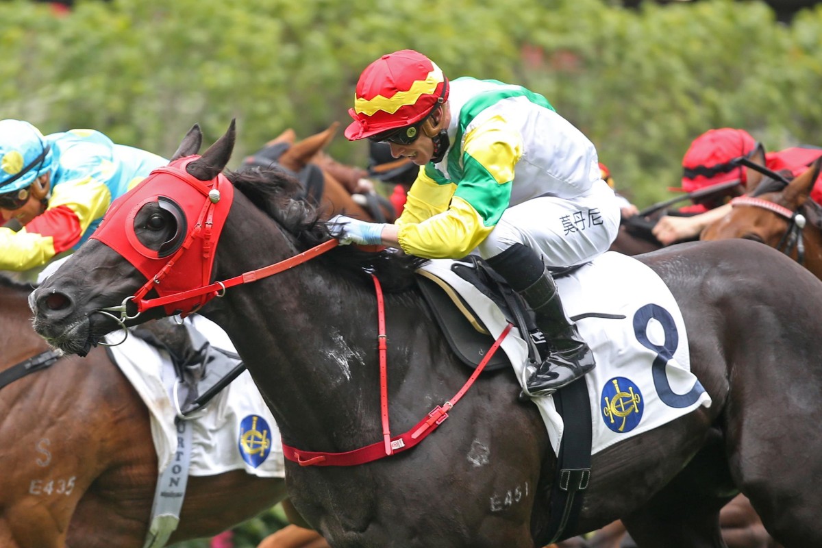 Daniel Moor rides his first Hong Kong winner aboard Bingo Bingo. Photo: HKJC