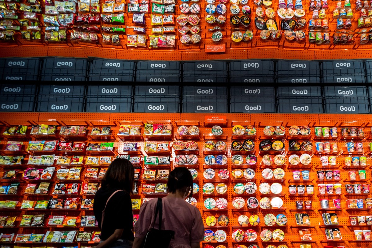 Rows of instant noodles on display at the Good Noodle store in Bangkok, Thailand. Photo: Reuters