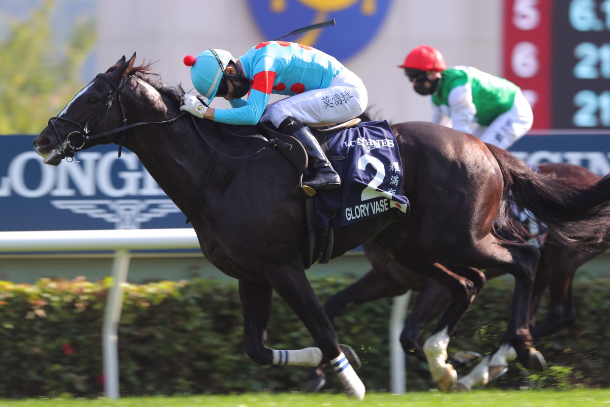 Glory Vase just fights past Pyledriver in a pulsating finish to the Hong Kong Vase at Sha Tin in December. Photo: Kenneth Chan