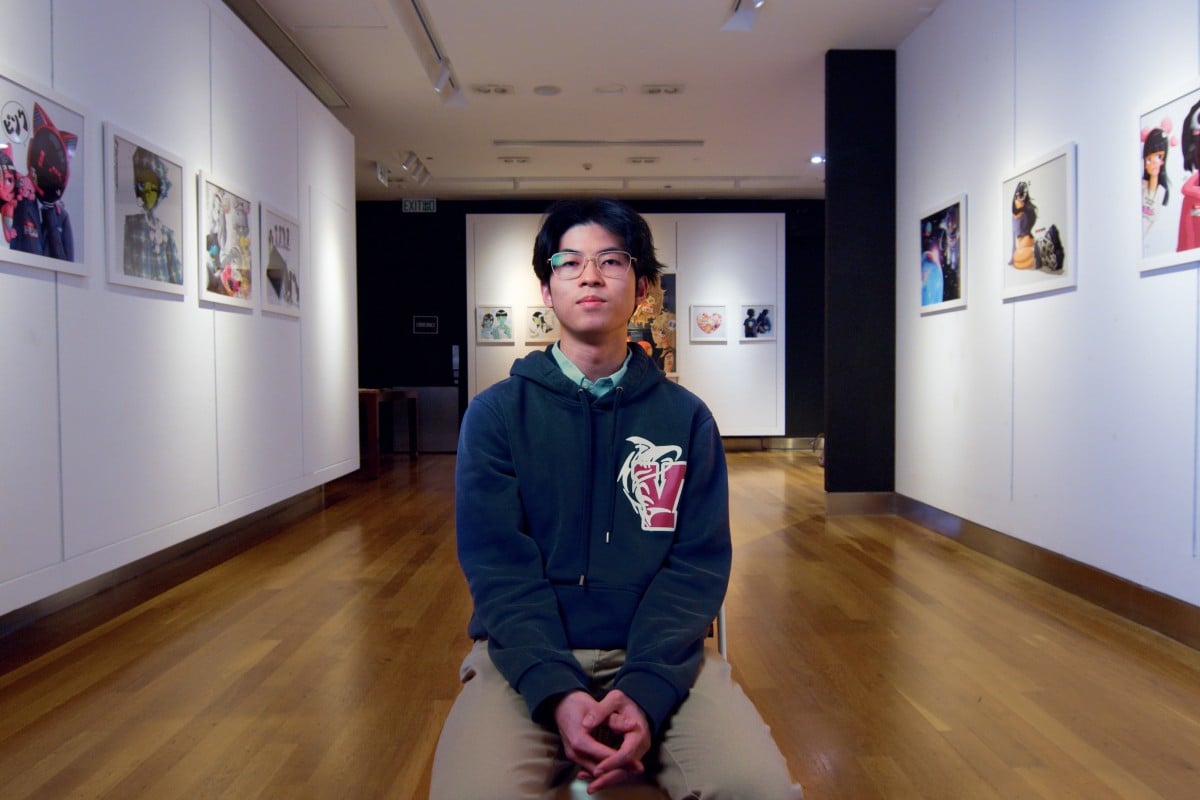 Andrew Mok, 17, who goes by his artist name, Offgod, held his first solo exhibition earlier this month in Hysan Place in Causeway Bay. Photo: Handout