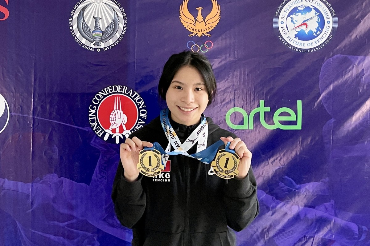 Janelle Leung, 17, is the first junior female foil fencer from Hong Kong to take home two gold medals at the Asian Juniors and Cadets Fencing Championship. Photo: Handout