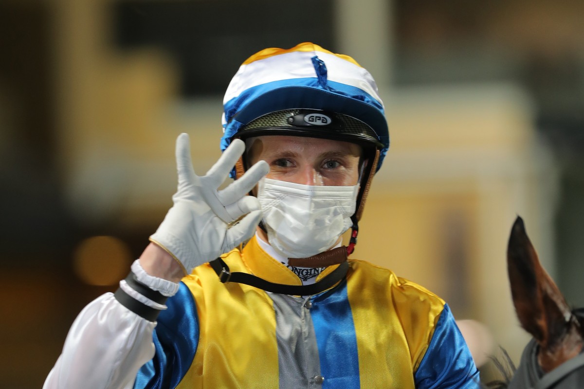 Lyle Hewitson is all smiles after a recent treble. Photo: Kenneth Chan