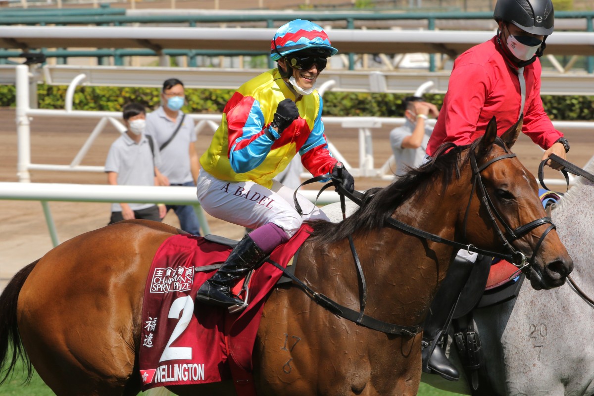 Alexis Badel celebrates a Group One victory aboard Wellington. Photo: Kenneth Chan
                        