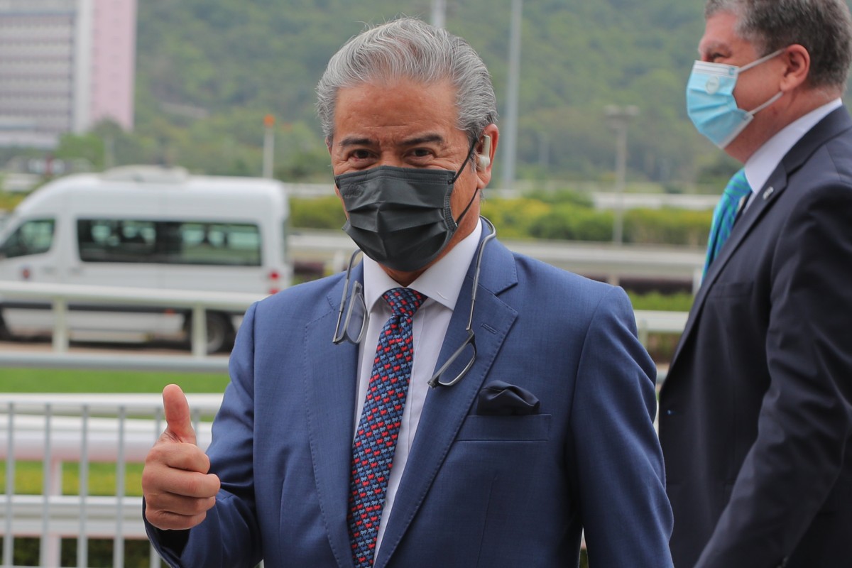 Trainer Tony Cruz celebrates his 1,400th win. Photo: Kenneth Chan