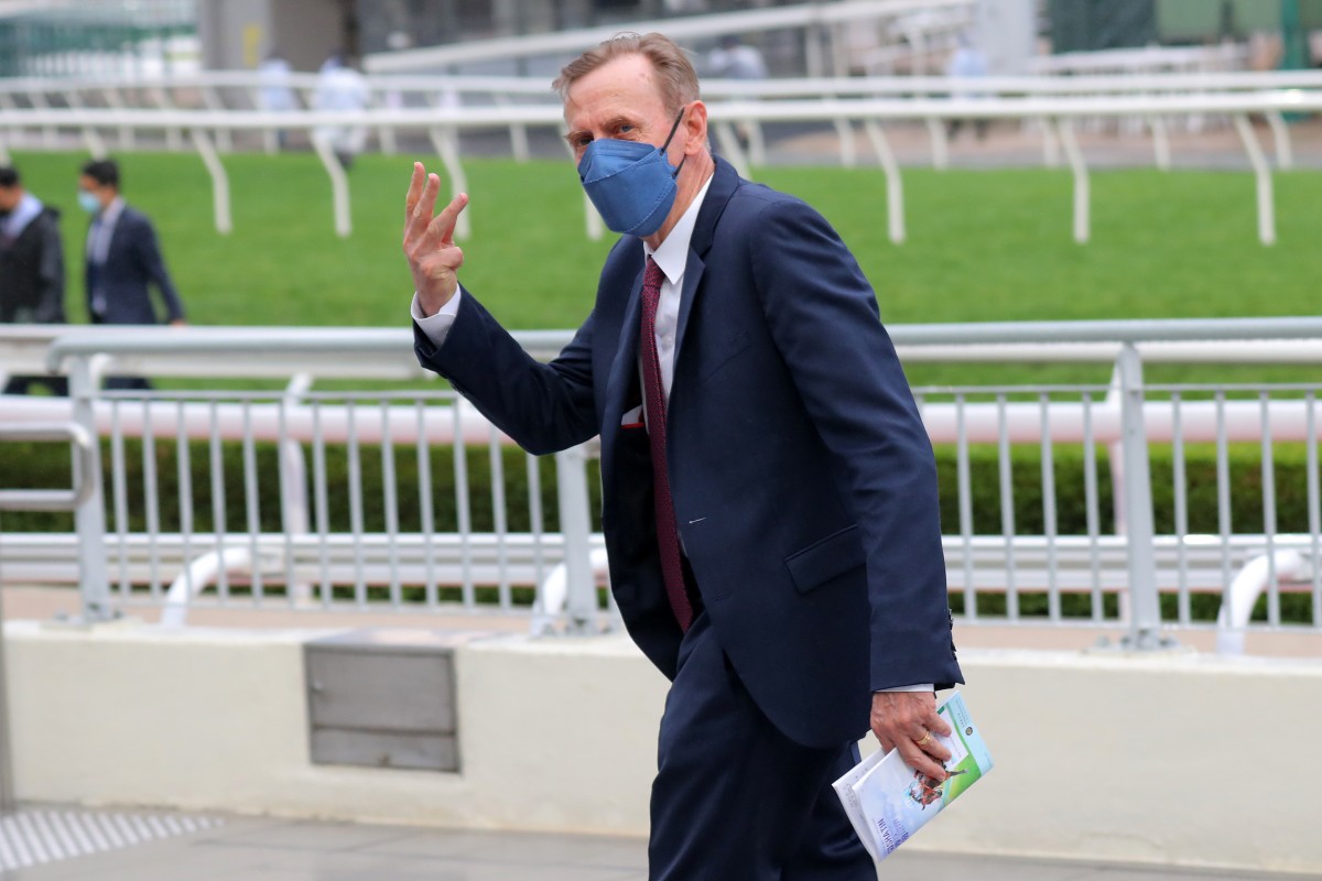 Trainer John Size celebrates a big haul recently. Photos: Kenneth Chan